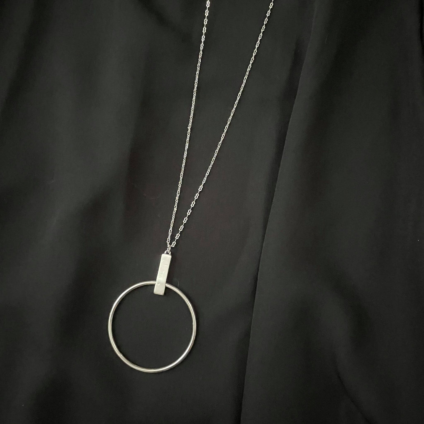 Open Circle and Bar Necklace - Gold and Silver