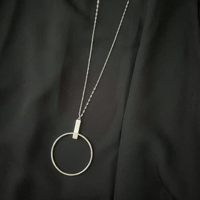 Open Circle and Bar Necklace - Gold and Silver