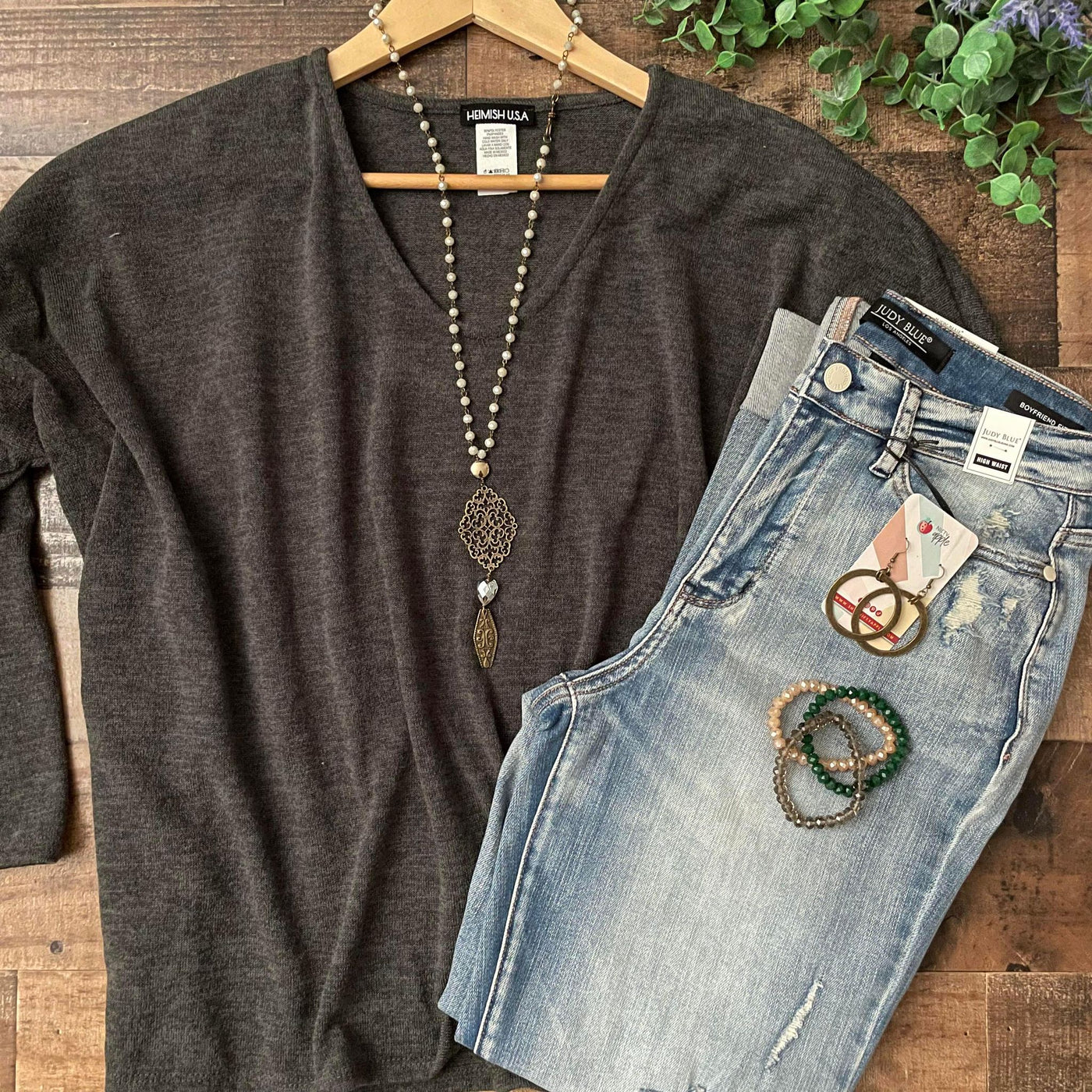 Soft Olive V-Neck Sweater Top